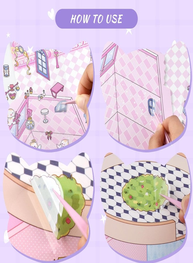 Aifong 8 Pcs Big Size DIY 3D Sticker Scene 8.3 x 11.8 Inch Sticker Therapy Cute Cartoon Stickers Scene Make Your Own Scenes Miniature Room for Relief Stress - Image 4